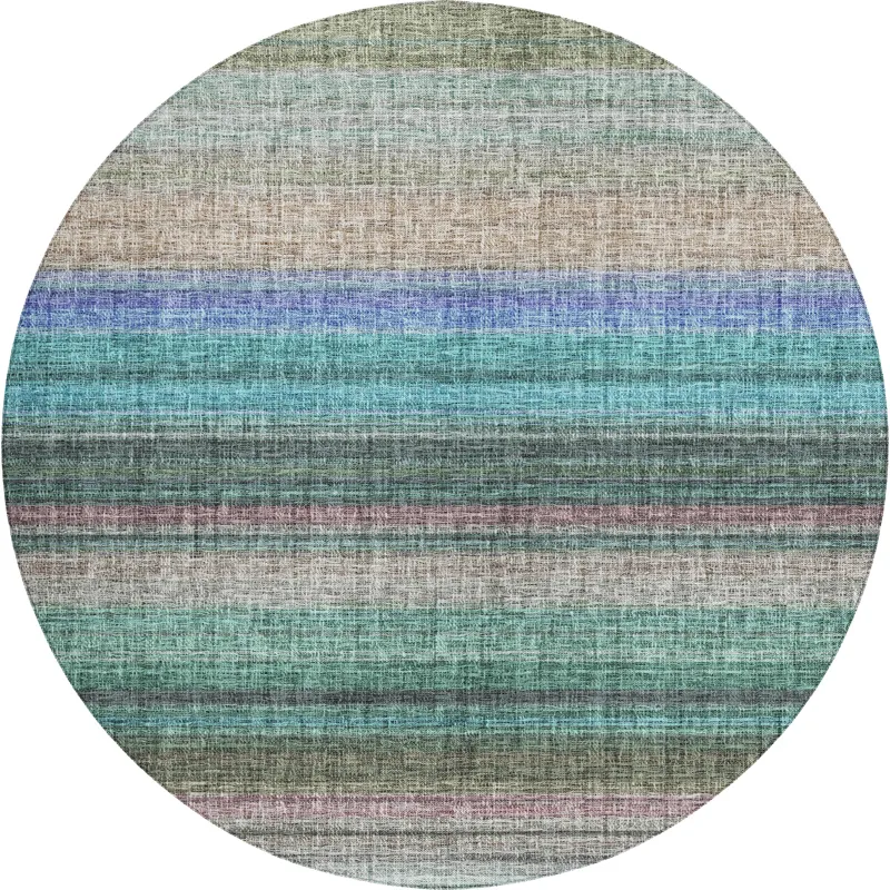 Luxury Washable Indoor/Outdoor Portico Sage 8\' x 8\' Round Rug