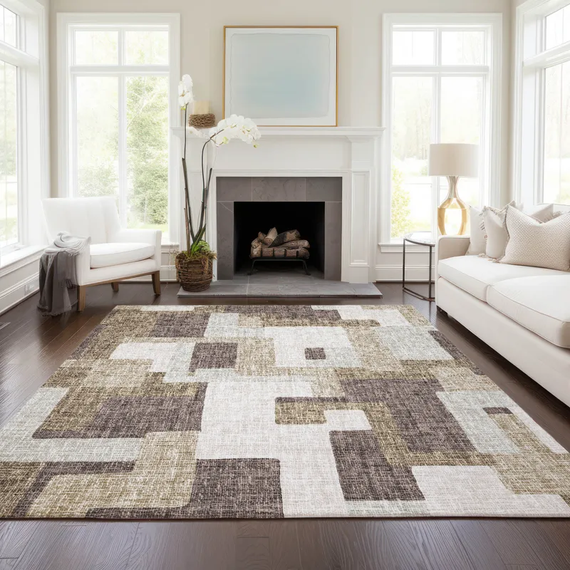 Luxury Washable Indoor/Outdoor Portico Brown 9\' x 12\' Rug