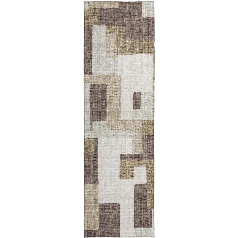 Luxury Washable Indoor/Outdoor Portico Brown 2\'3\" x 7\'6\" Runner Rug