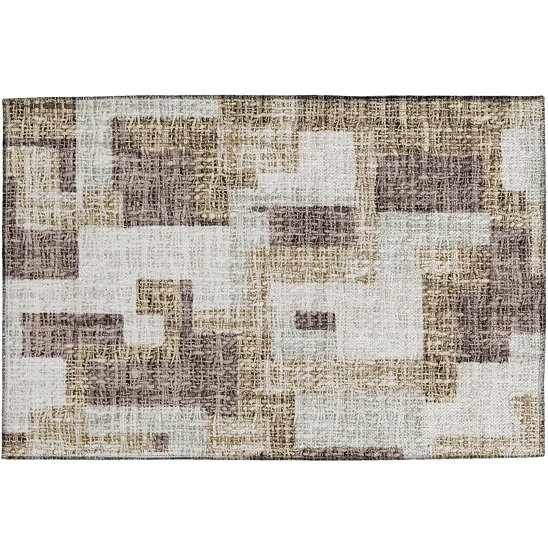 Luxury Washable Indoor/Outdoor Portico Brown 1\'8\" x 2\'6\" Rug
