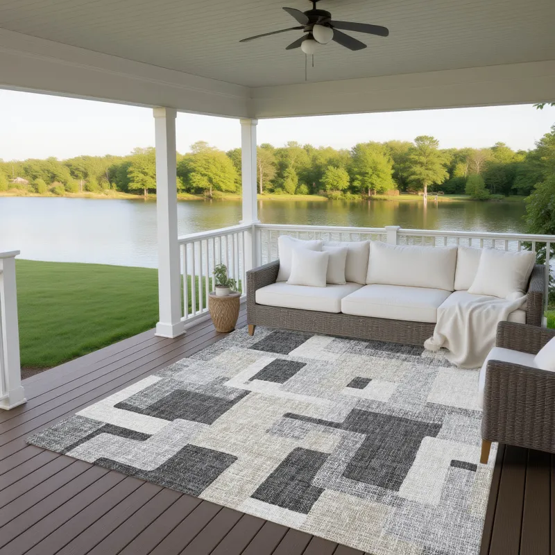Luxury Washable Indoor/Outdoor Portico Gray 10\' x 14\' Rug