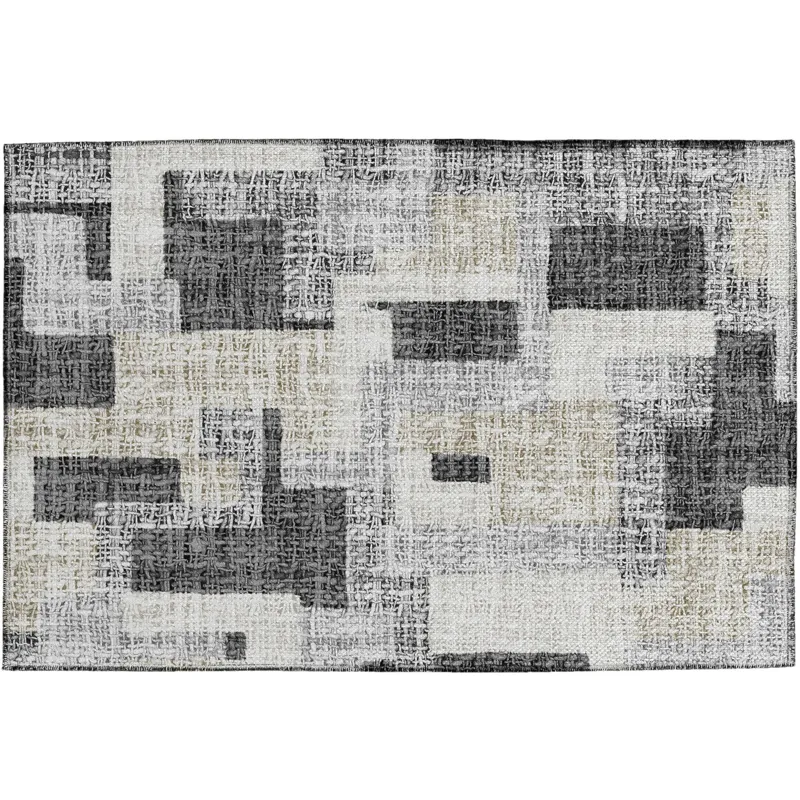 Luxury Washable Indoor/Outdoor Portico Gray 1\'8\" x 2\'6\" Rug