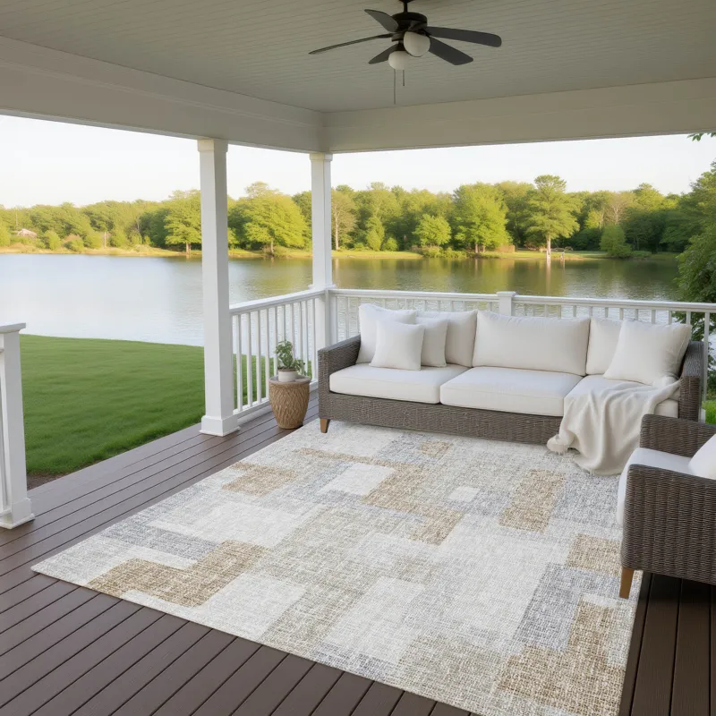 Luxury Washable Indoor/Outdoor Portico Ivory 3\' x 5\' Rug