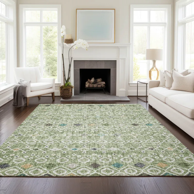 Luxury Washable Indoor/Outdoor Portico Aloe 9\' x 12\' Rug