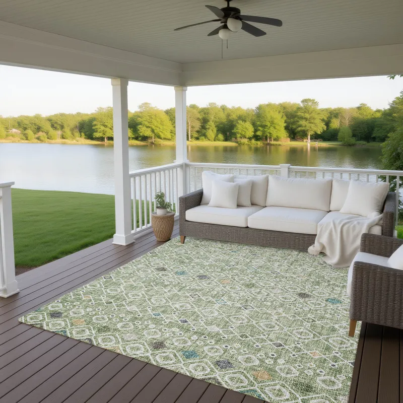 Luxury Washable Indoor/Outdoor Portico Aloe 9\' x 12\' Rug
