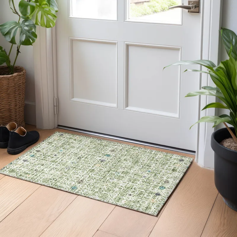 Luxury Washable Indoor/Outdoor Portico Aloe 1\'8\" x 2\'6\" Rug