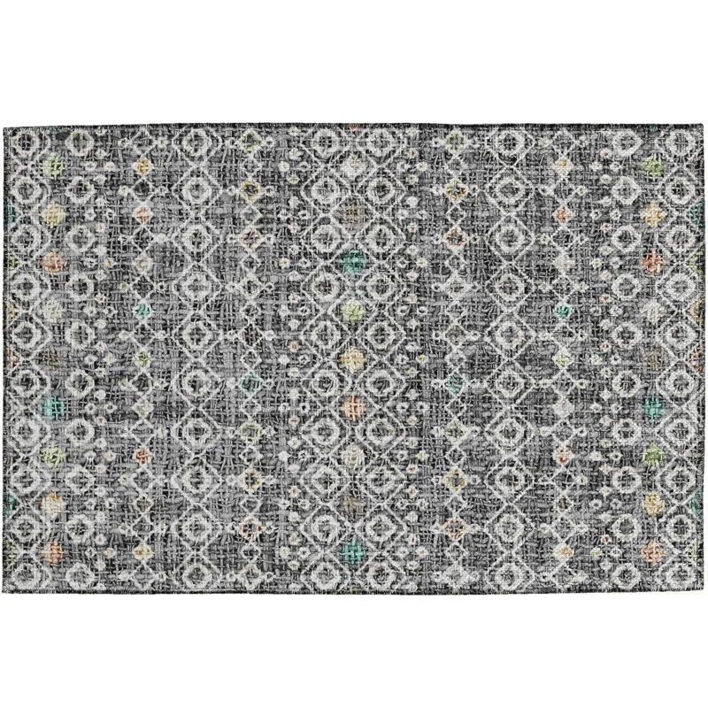 Luxury Washable Indoor/Outdoor Portico Gray 1\'8\" x 2\'6\" Rug