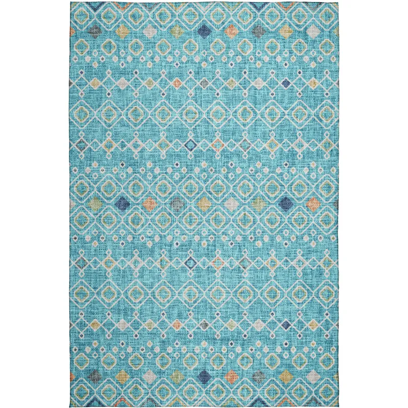 Luxury Washable Indoor/Outdoor Portico Teal 3\' x 5\' Rug
