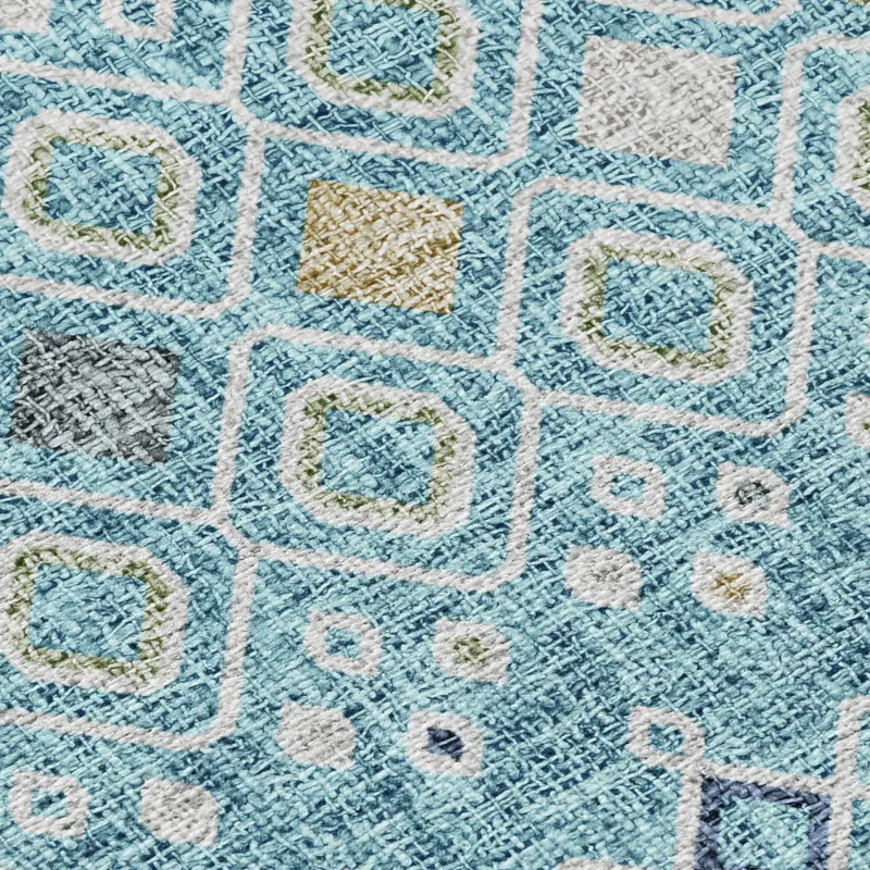 Luxury Washable Indoor/Outdoor Portico Teal 1\'8\" x 2\'6\" Rug