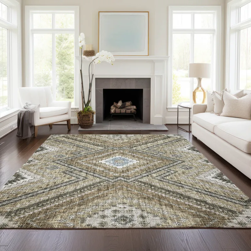 Luxury Washable Indoor/Outdoor Portico Beige 5\' x 7\'6\" Rug