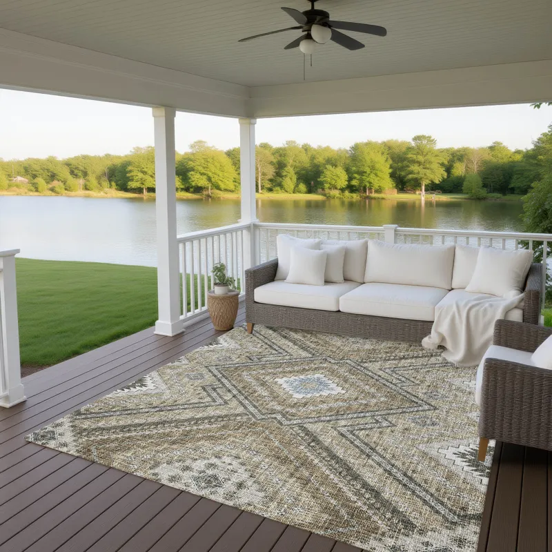 Luxury Washable Indoor/Outdoor Portico Beige 5\' x 7\'6\" Rug