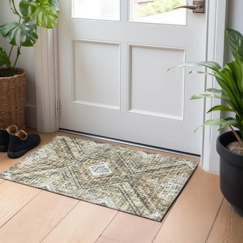 Luxury Washable Indoor/Outdoor Portico Beige 1\'8\" x 2\'6\" Rug