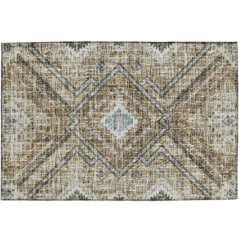 Luxury Washable Indoor/Outdoor Portico Beige 1\'8\" x 2\'6\" Rug
