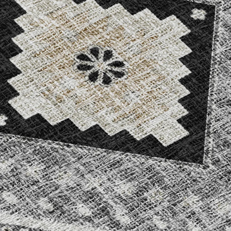 Luxury Washable Indoor/Outdoor Portico Black 2\'6\" x 3\'10\" Rug