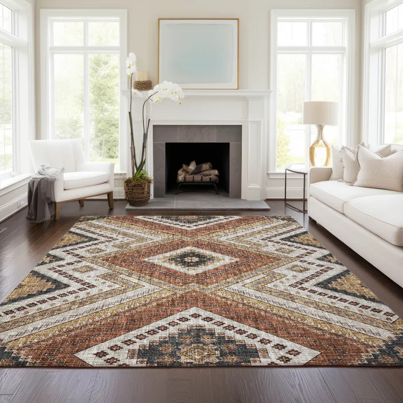 Luxury Washable Indoor/Outdoor Portico Copper 3\' x 5\' Rug