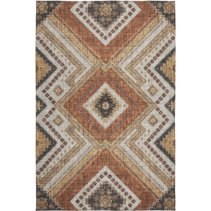 Luxury Washable Indoor/Outdoor Portico Copper 3\' x 5\' Rug