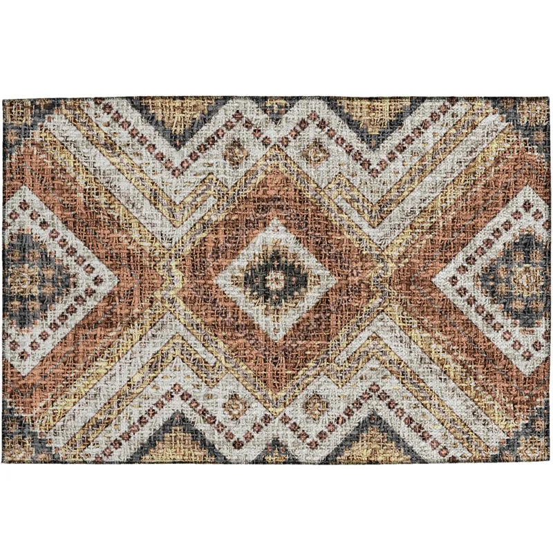 Luxury Washable Indoor/Outdoor Portico Copper 1\'8\" x 2\'6\" Rug