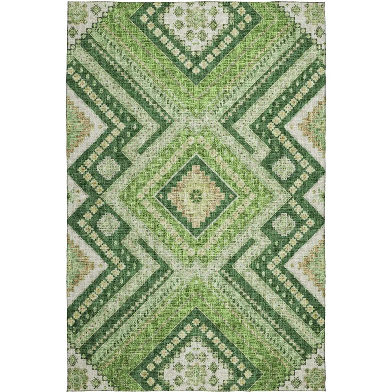 Luxury Washable Indoor/Outdoor Portico Green 2\'6\" x 3\'10\" Rug