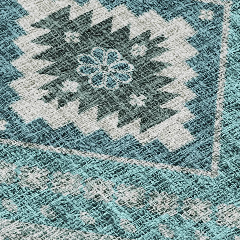 Luxury Washable Indoor/Outdoor Portico Teal 8\' x 10\' Rug