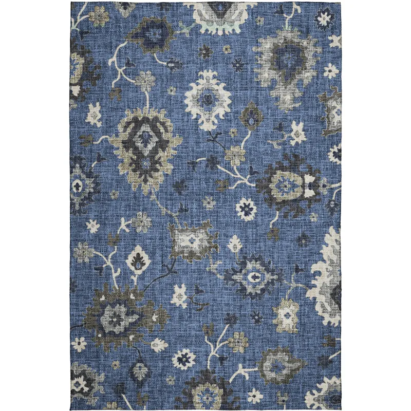 Luxury Washable Indoor/Outdoor Portico Blue 9\' x 12\' Rug