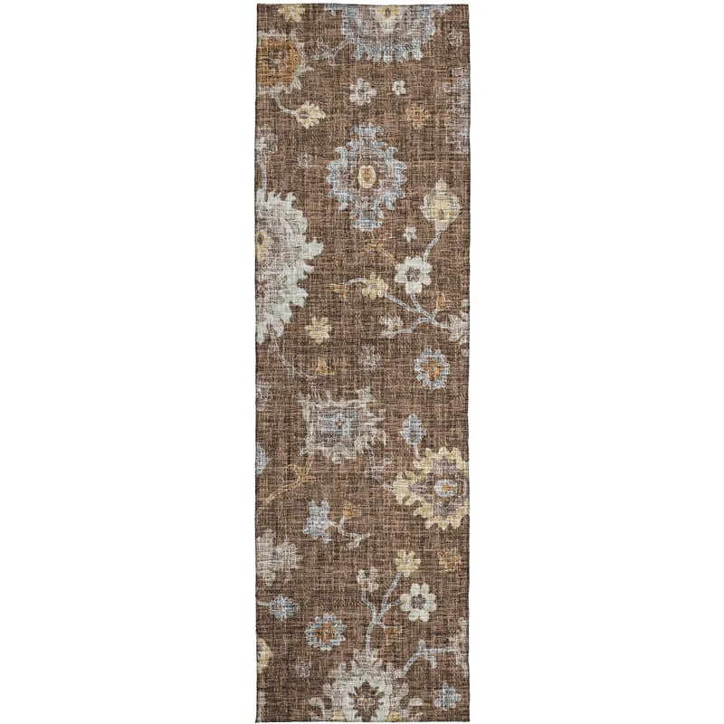 Luxury Washable Indoor/Outdoor Portico Chocolate 2\'3\" x 7\'6\" Runner Rug
