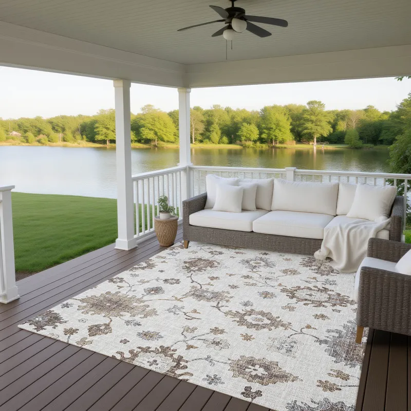 Luxury Washable Indoor/Outdoor Portico Ivory 9\' x 12\' Rug