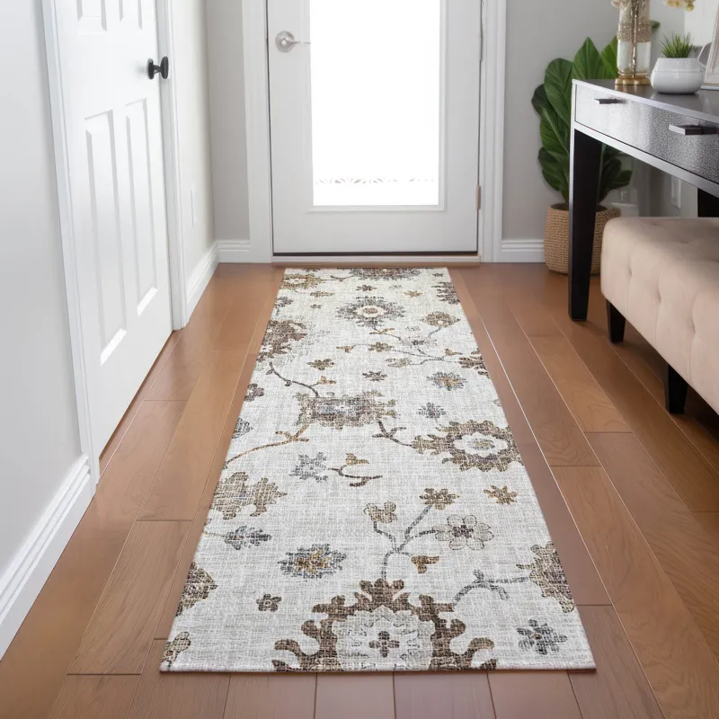 Luxury Washable Indoor/Outdoor Portico Ivory 2\'3\" x 7\'6\" Runner Rug