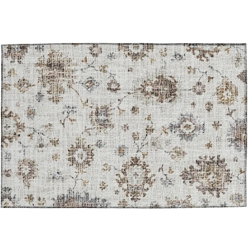 Luxury Washable Indoor/Outdoor Portico Ivory 1\'8\" x 2\'6\" Rug