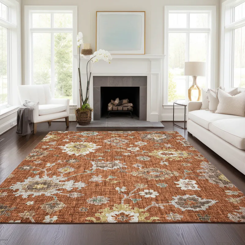 Luxury Washable Indoor/Outdoor Portico Paprika 3\' x 5\' Rug