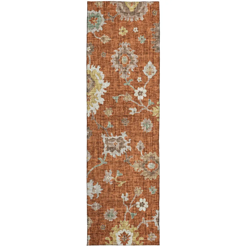 Luxury Washable Indoor/Outdoor Portico Paprika 2\'3\" x 7\'6\" Runner Rug