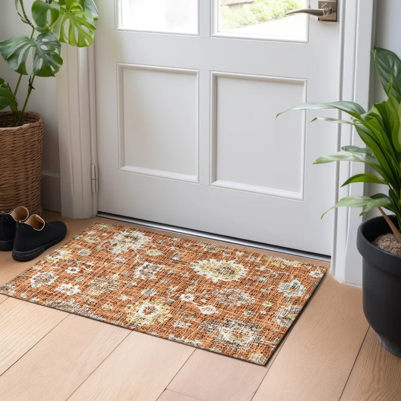 Luxury Washable Indoor/Outdoor Portico Paprika 1\'8\" x 2\'6\" Rug