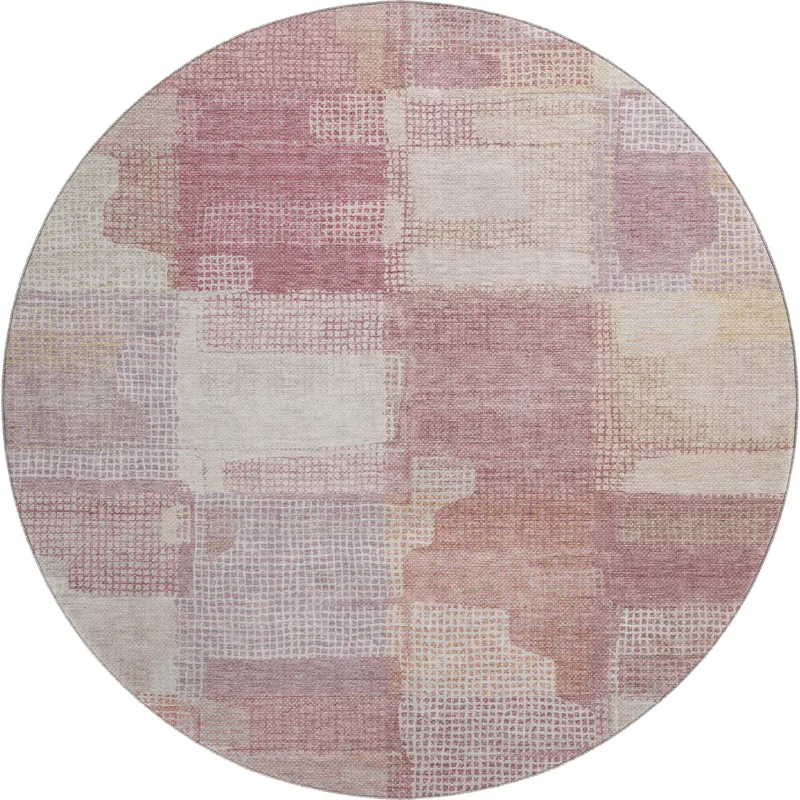 Luxury Washable Indoor/Outdoor Ravenna Blush 8\' x 8\' Round Rug