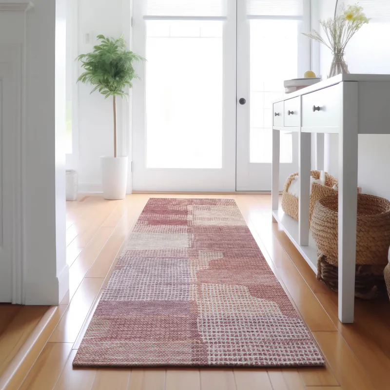 Luxury Washable Indoor/Outdoor Ravenna Blush 2\'3\" x 7\'6\" Runner Rug