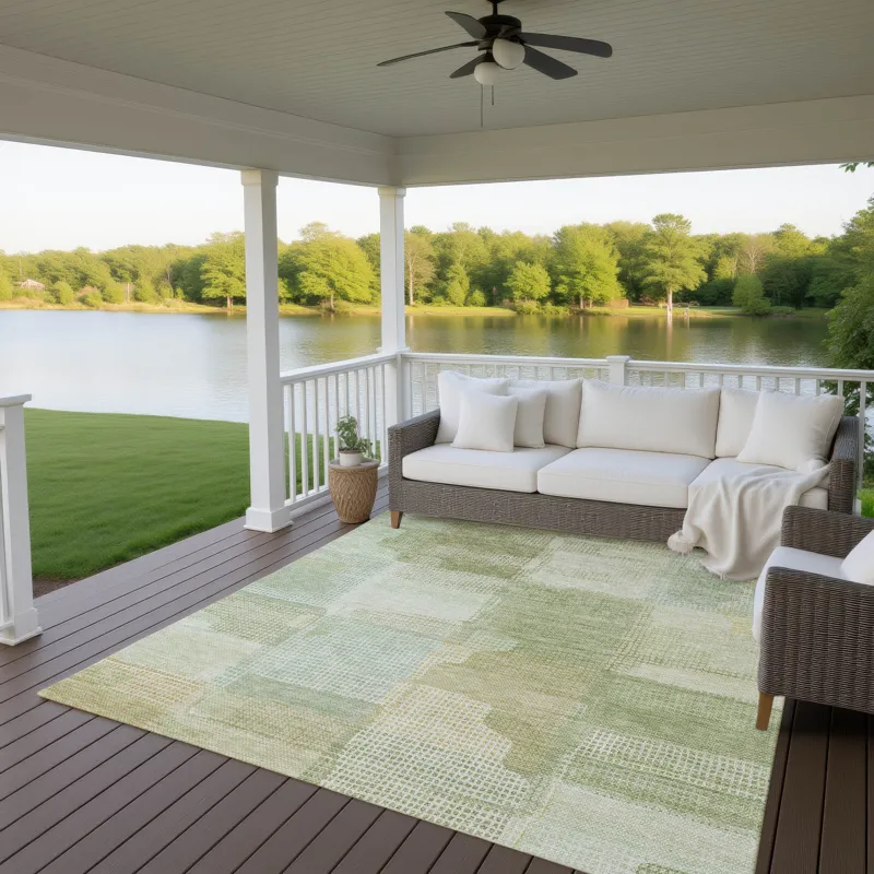 Luxury Washable Indoor/Outdoor Ravenna Green 8\' x 10\' Rug