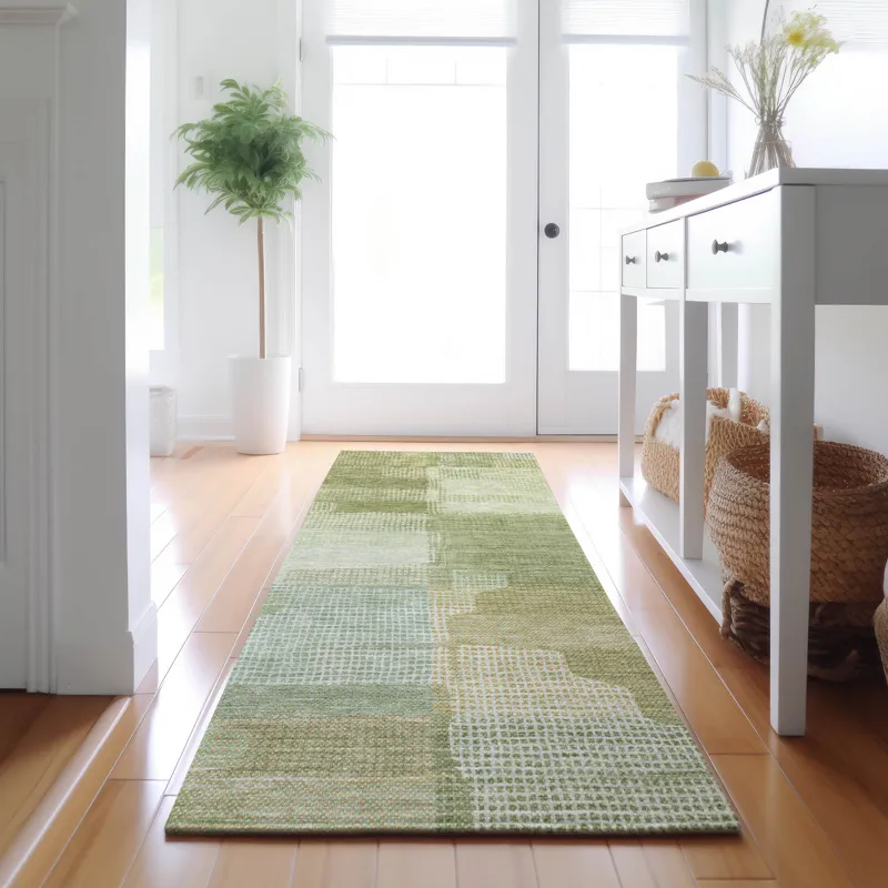 Luxury Washable Indoor/Outdoor Ravenna Green 2\'3\" x 7\'6\" Runner Rug