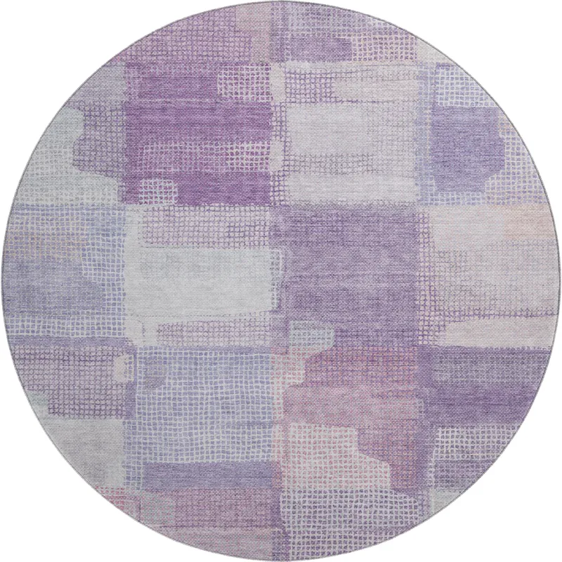 Luxury Washable Indoor/Outdoor Ravenna Lavender 8\' x 8\' Round Rug