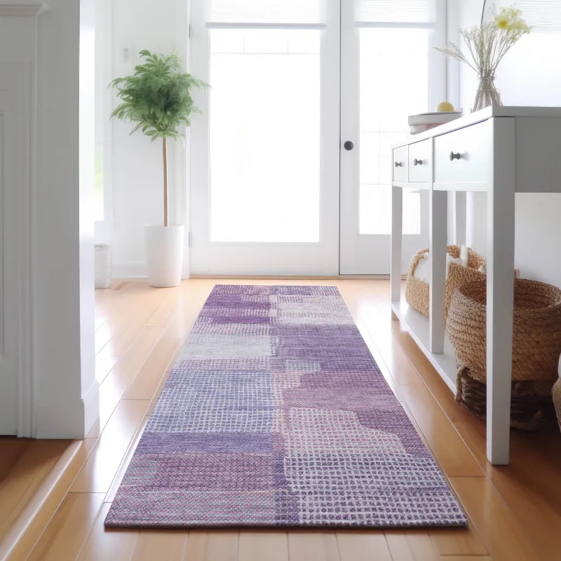 Luxury Washable Indoor/Outdoor Ravenna Lavender 2\'3\" x 7\'6\" Runner Rug
