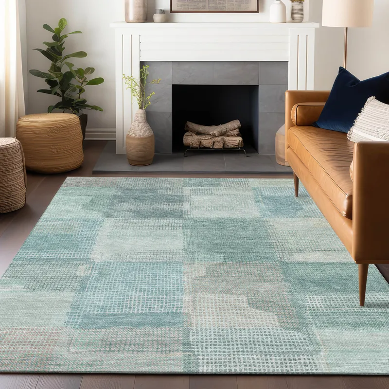 Luxury Washable Indoor/Outdoor Ravenna Teal 2\'6\" x 3\'10\" Rug
