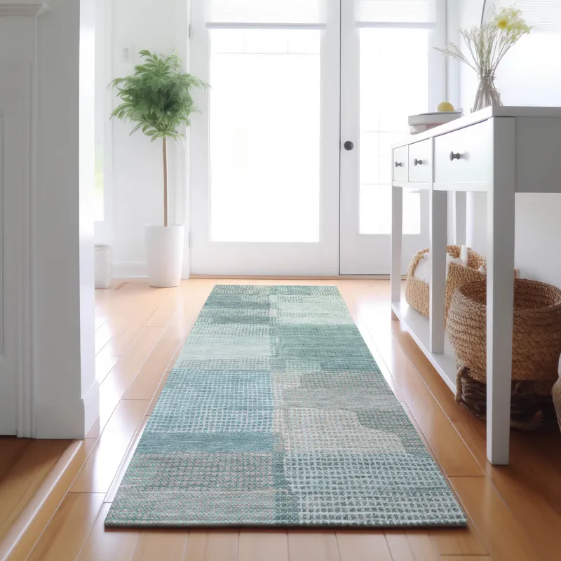 Luxury Washable Indoor/Outdoor Ravenna Teal 2\'3\" x 7\'6\" Runner Rug