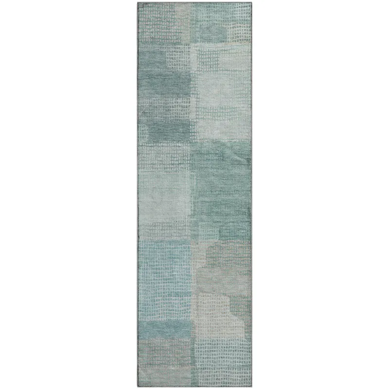 Luxury Washable Indoor/Outdoor Ravenna Teal 2\'3\" x 7\'6\" Runner Rug