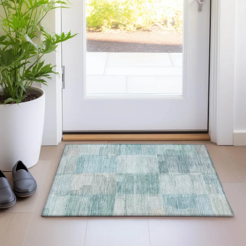Luxury Washable Indoor/Outdoor Ravenna Teal 1\'8\" x 2\'6\" Rug