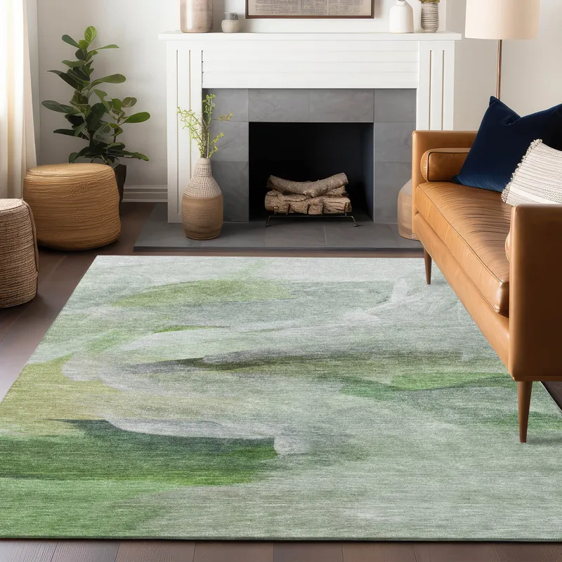 Luxury Washable Indoor/Outdoor Ravenna Aloe 2\'6\" x 3\'10\" Rug