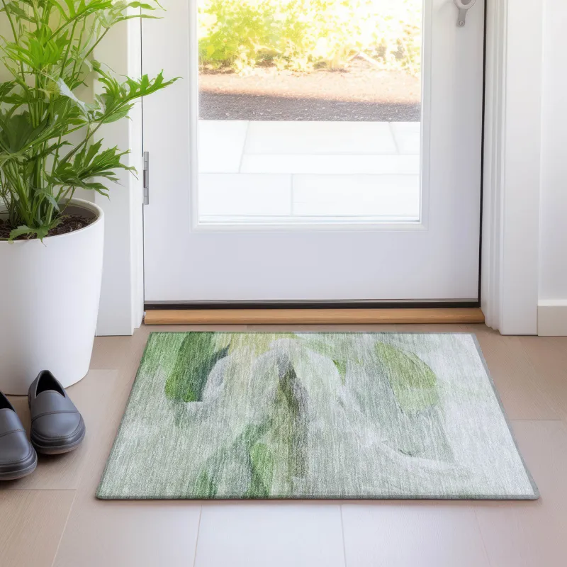 Luxury Washable Indoor/Outdoor Ravenna Aloe 1\'8\" x 2\'6\" Rug