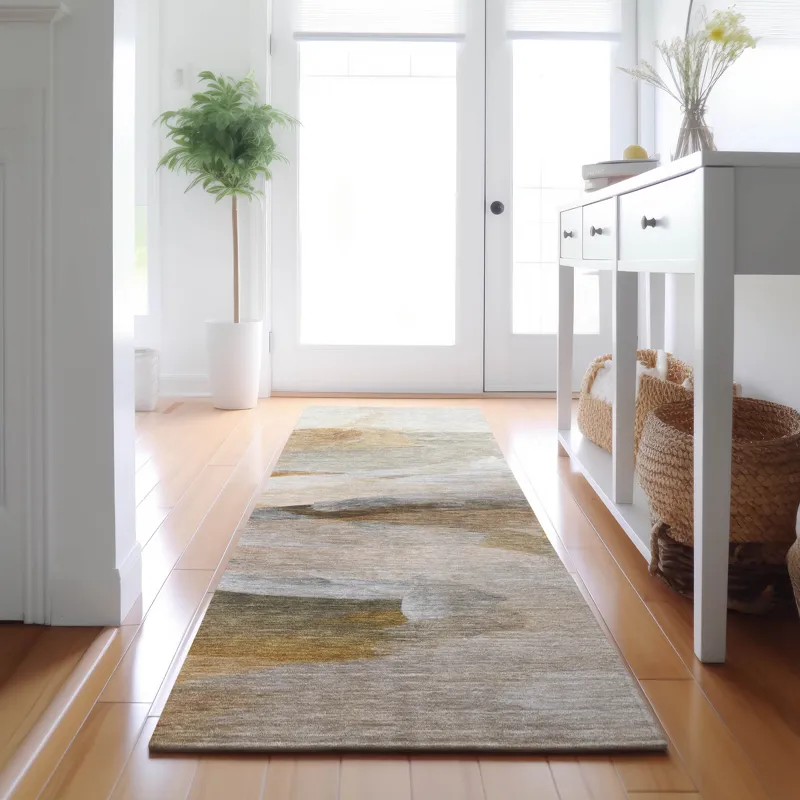 Luxury Washable Indoor/Outdoor Ravenna Taupe 2\'3\" x 7\'6\" Runner Rug