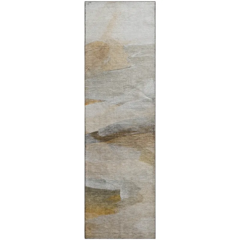Luxury Washable Indoor/Outdoor Ravenna Taupe 2\'3\" x 7\'6\" Runner Rug