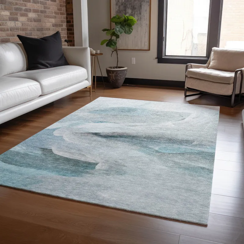 Luxury Washable Indoor/Outdoor Ravenna Teal 8\' x 10\' Rug