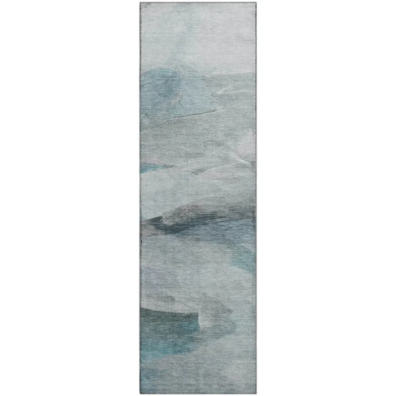 Luxury Washable Indoor/Outdoor Ravenna Teal 2\'3\" x 7\'6\" Runner Rug