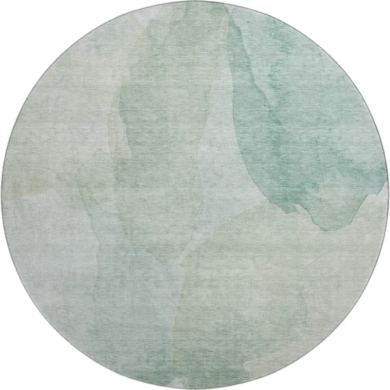 Luxury Washable Indoor/Outdoor Ravenna Aqua 8\' x 8\' Round Rug
