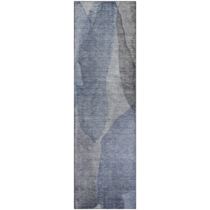 Luxury Washable Indoor/Outdoor Ravenna Blue 2\'3\" x 7\'6\" Runner Rug