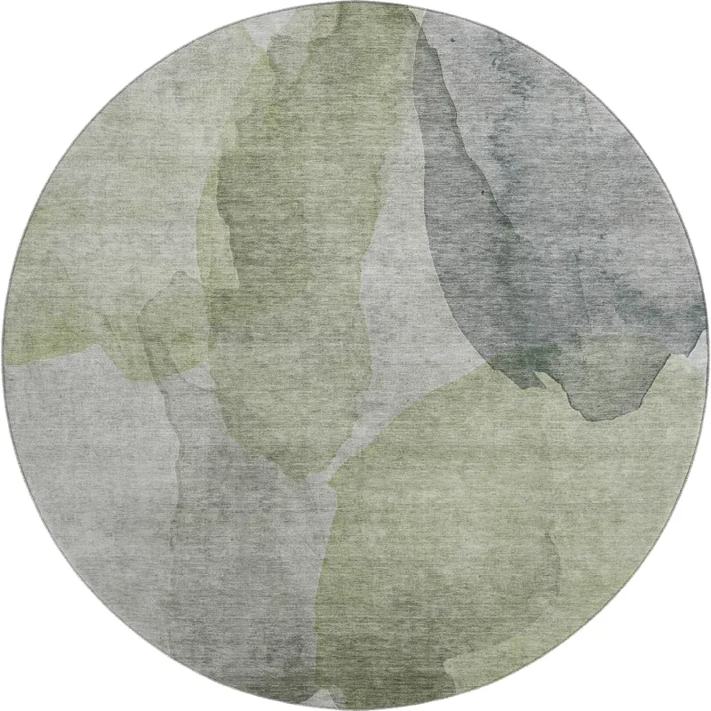 Luxury Washable Indoor/Outdoor Ravenna Fern 8\' x 8\' Round Rug
